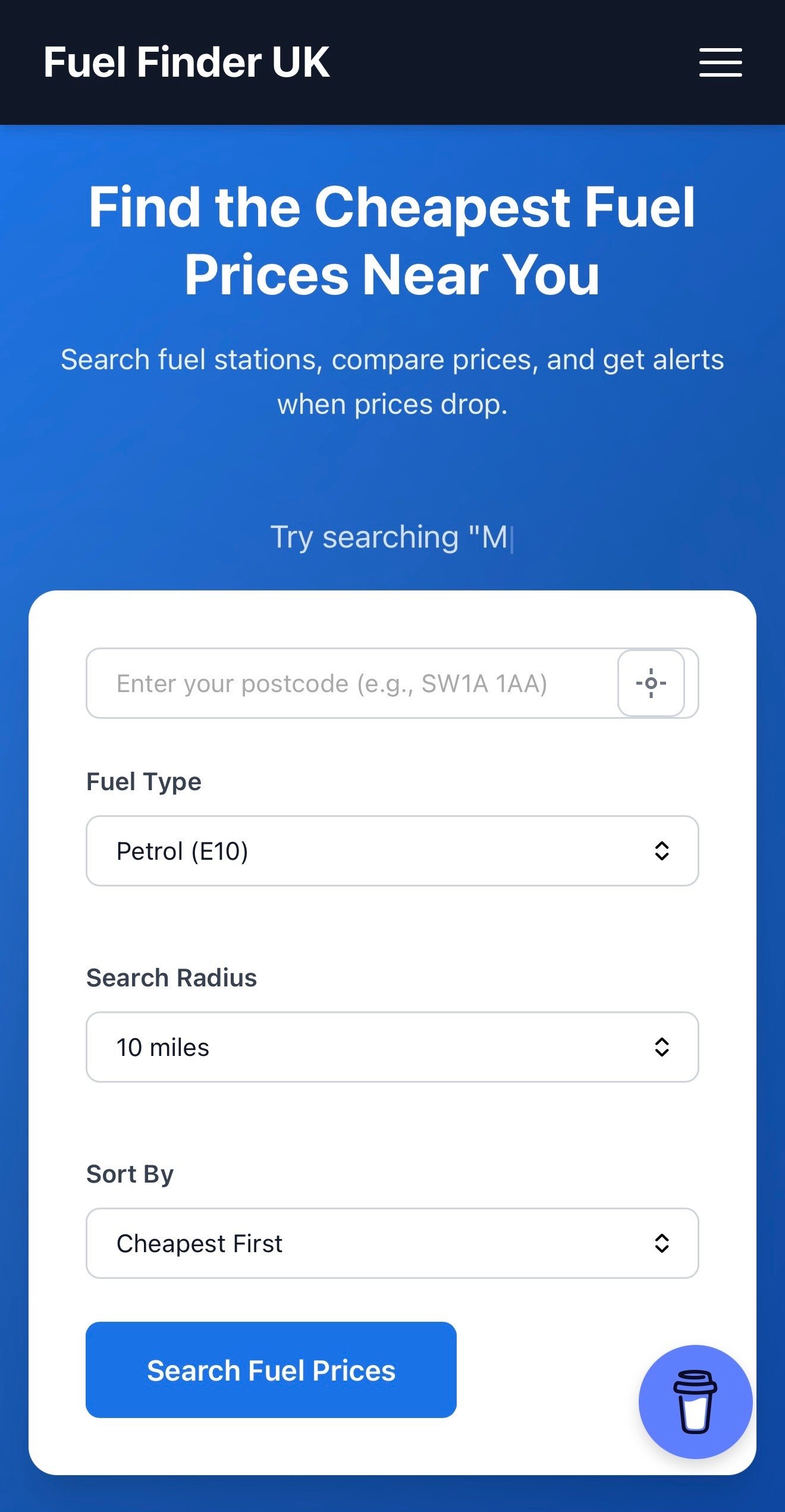 Fuel tracker platform dashboard showing price monitoring, location data and fuel analytics.